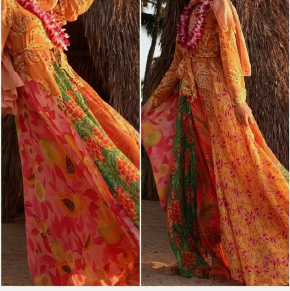 Farm Rio Mixed Print Chemise Maxidress - Picture 7 of 12